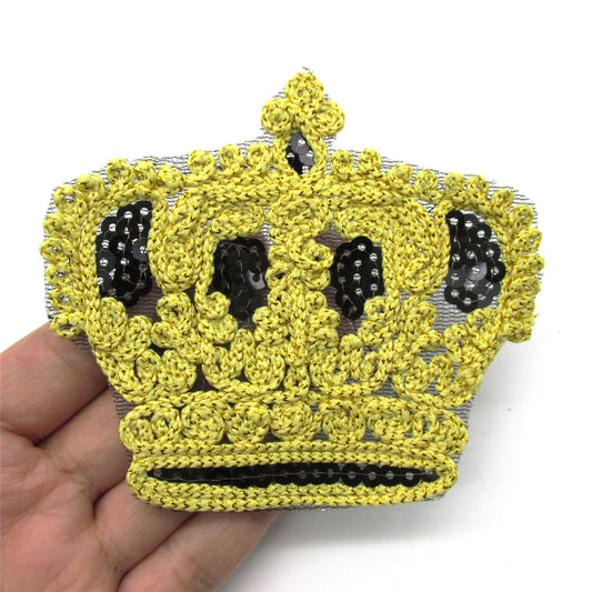 Gold And Black Embroidered Crown Gold Black  - 7057