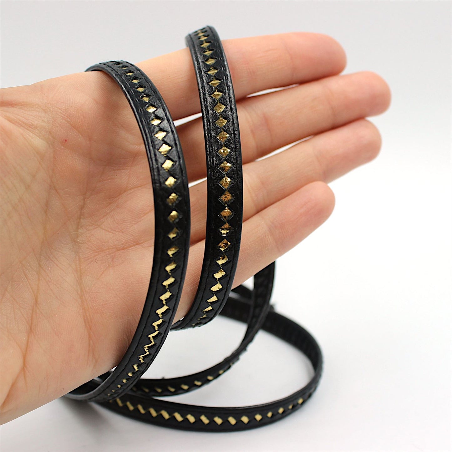 Black Patterned Leather Look Braid 10mm 8633