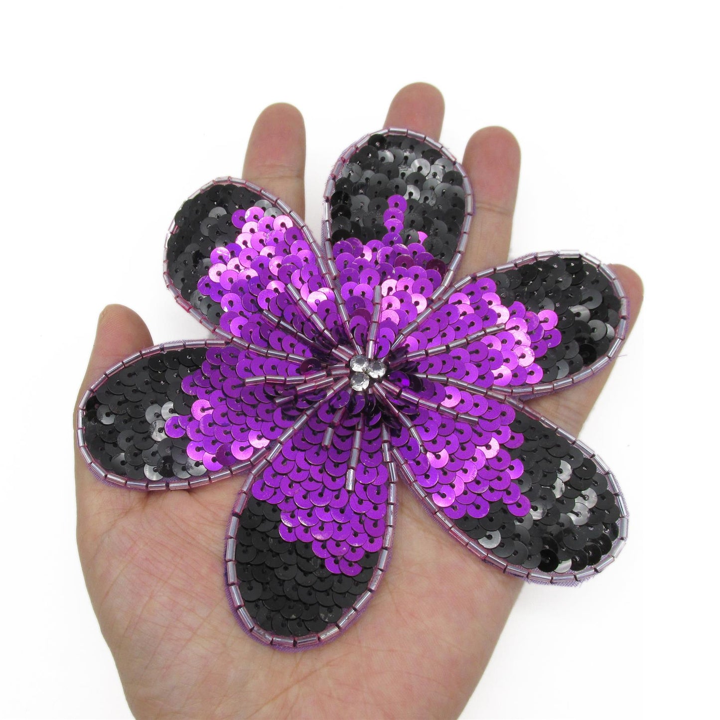Large Two Tone Sequin Flower Motif - 14cm - 8768