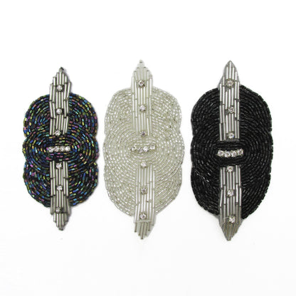 Art Deco Bugle Bead and Crystal Motif - 12cm - 9242