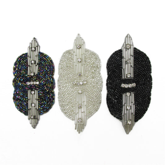 Art Deco Bugle Bead and Crystal Motif - 12cm - 9242