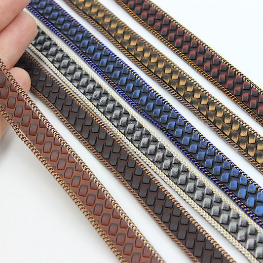 Textured Hotfix Braid with Chain - 12mm - by the metre - 5369