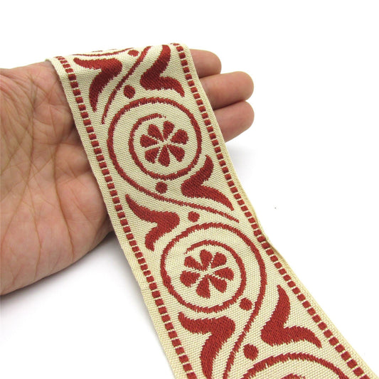 Jacquard Braid with Simple Flower Pattern - 57mm - by the metre - 5007