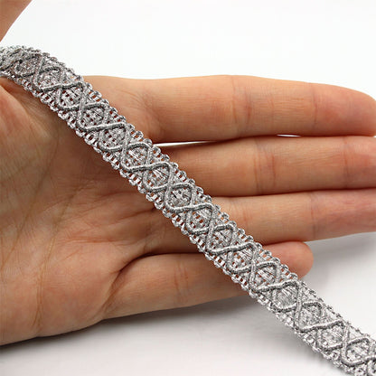 Metallic Gimp Braid With Criss Cross Design 13mm 6570