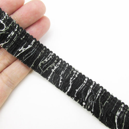Monochrome Cut Fringe - 20mm - by the metre - 5388