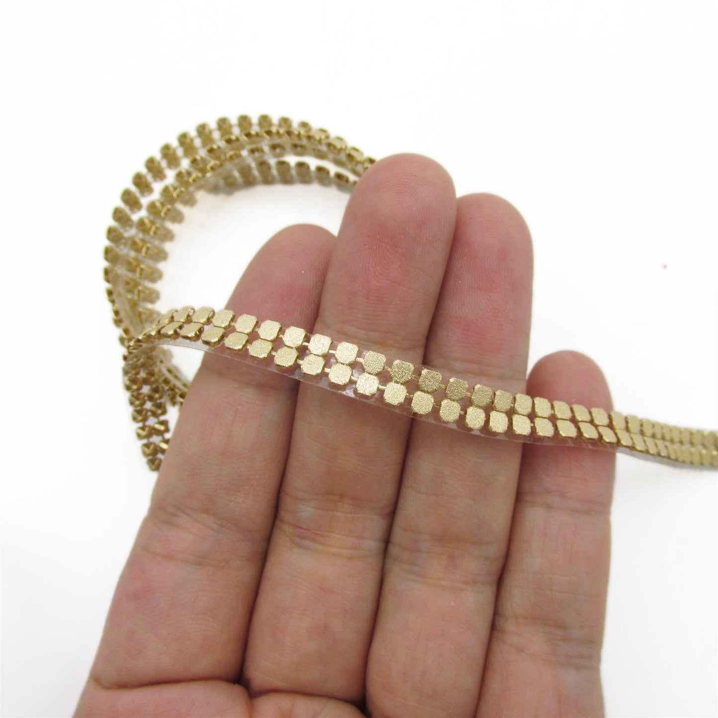 Hot-Fix Chain Mail Trim Matte Gold - by the metre - 8629