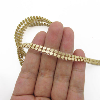 Hot-Fix Chain Mail Trim Matte Gold - by the metre - 8629