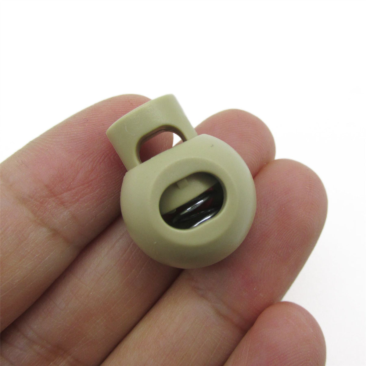 Round Spring Loaded Cord Stopper - Beige - 24mm - 5262