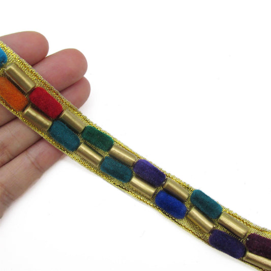 Two Line Barrel Pom-Pom Braid - Multi - 20mm - by the metre - 9557