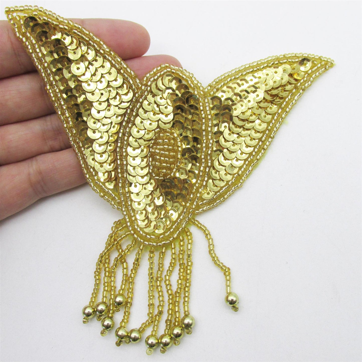 Winged Sequin Motif with Beaded Tassels - 12.5cm - 9327