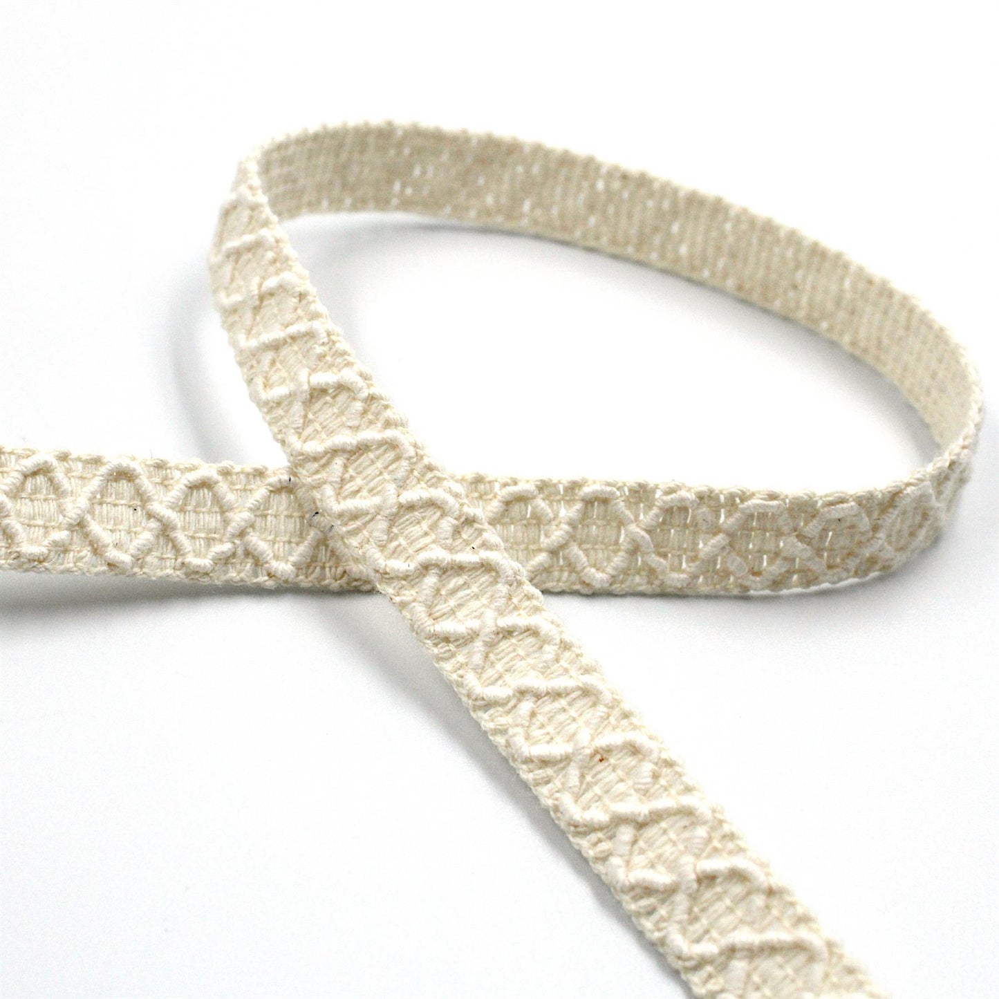 Cotton Criss Cross Gimp Braid - Natural - 12mm - by the metre - 5580