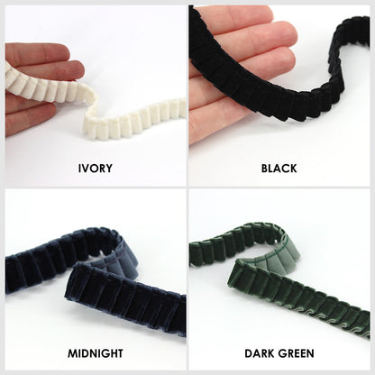 Side-Pleated Velvet Ribbon 16mm x1m - 7109