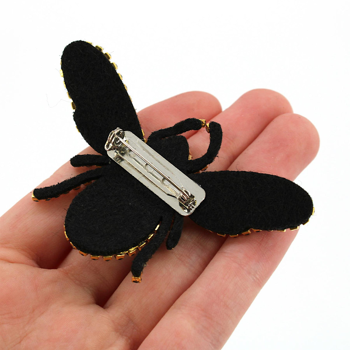 Sequin and Jewelled Bee Brooch Pin - 76mm - 4496