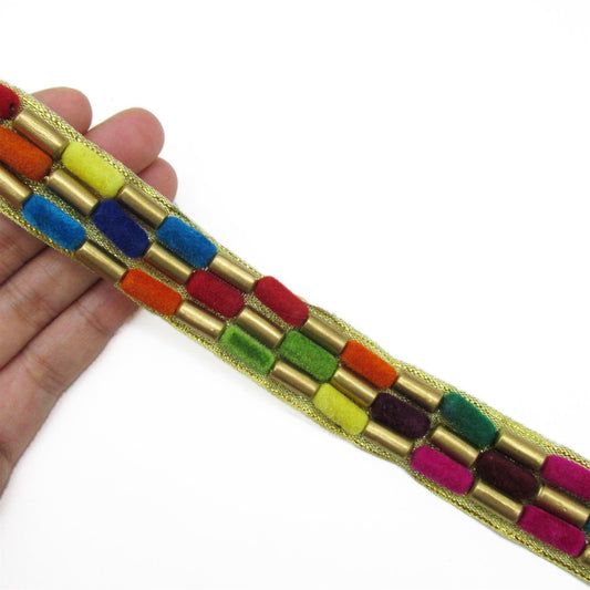 Three Line Barrel Pom-Pom Braid - Multi - 25mm - by the metre - 9721