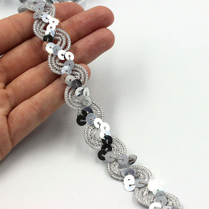 Metallic and Sequin Wiggle Trim - 15mm - by the metre - 7690