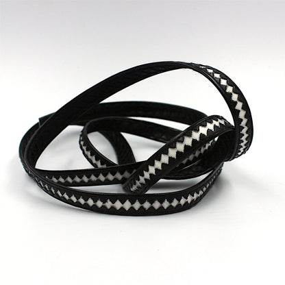 Black Patterned Leather Look Braid 10mm 8633