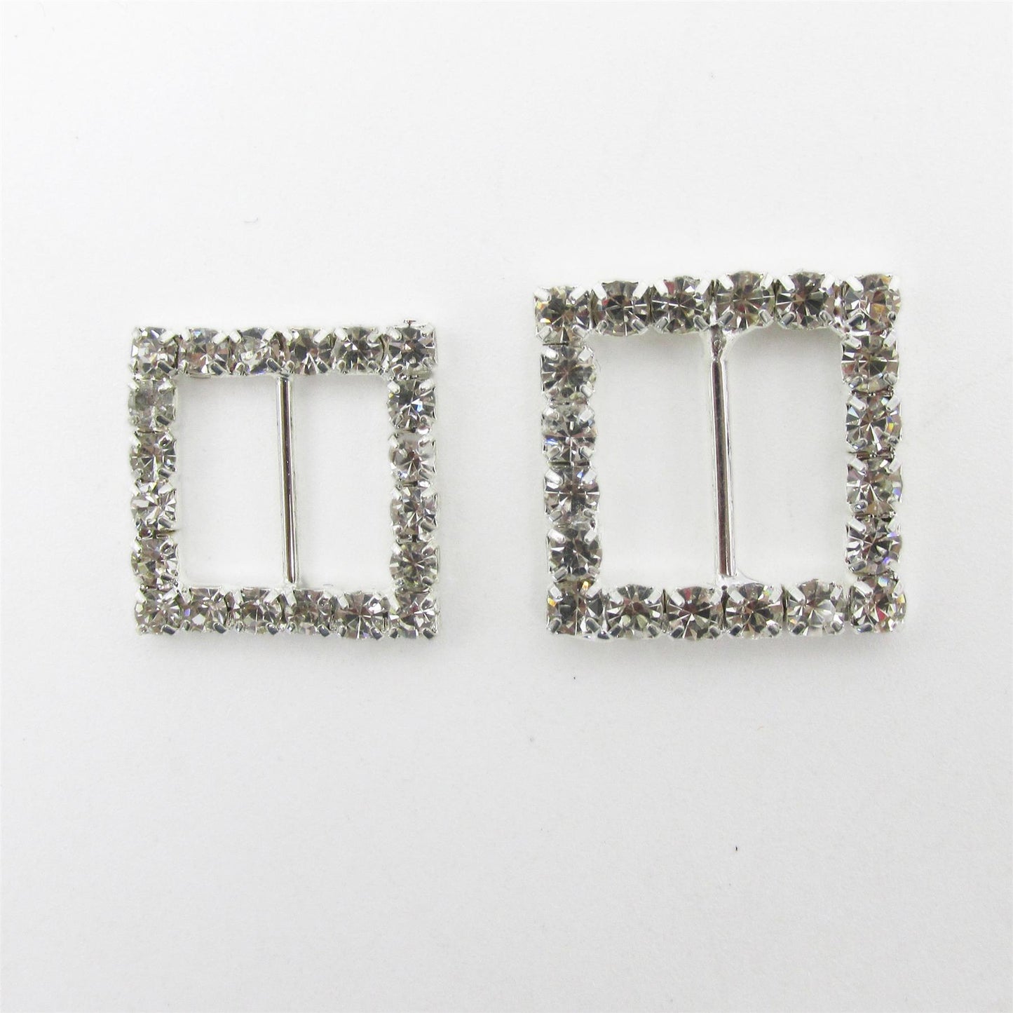 Square Diamante Buckle - Clear Silver - 7137