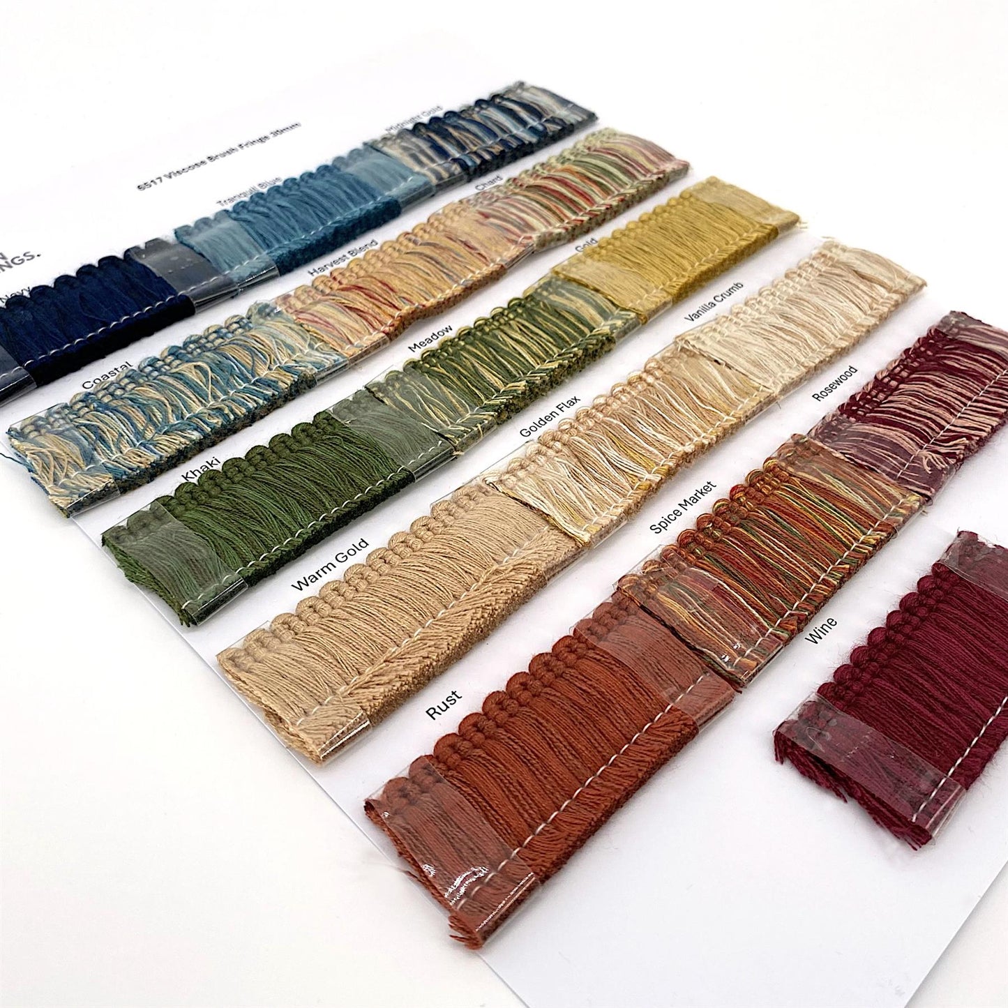 Shadecard - 16 'Standard' Viscose Brush Fringe Colours - SC - 6517