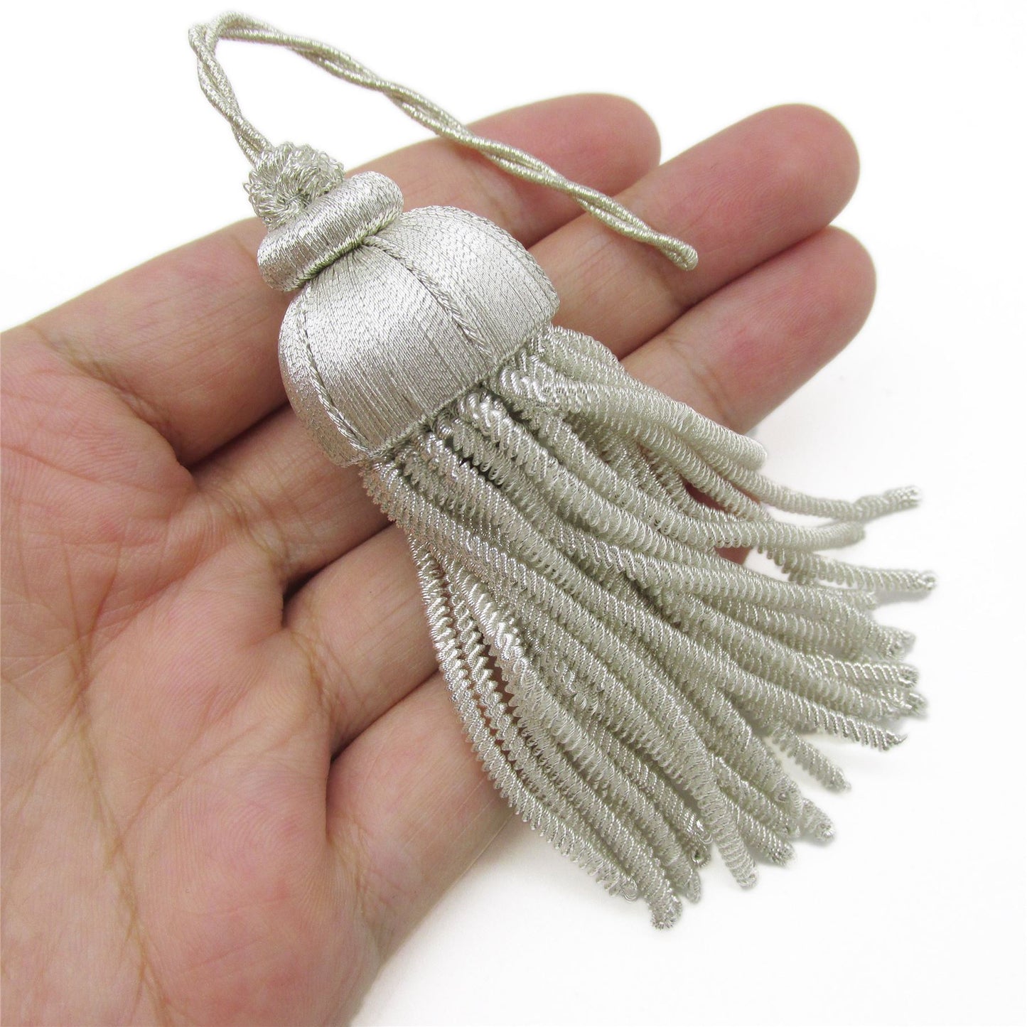 Metallic Bullion Tassel  - Light Silver - 9cm - 8310