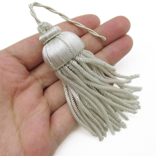Metallic Bullion Tassel Light Silver 9cm 8310