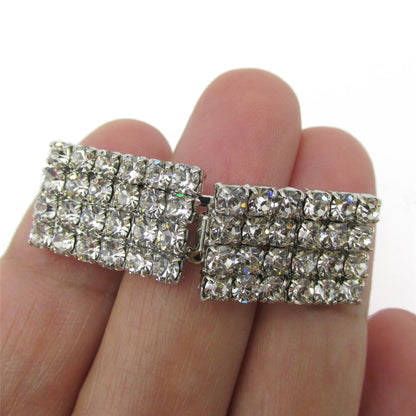 Oblong Diamante Clasp - Clear - 4.5x1cm - 7035