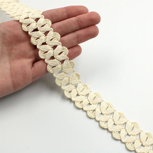 Double Row Zig-zag Cotton Braid - Natural - 30mm - by the metre - 5581