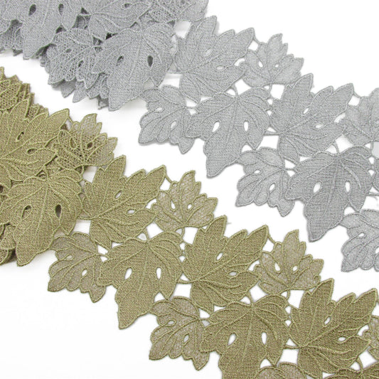 Leaf Pattern Metallic Lace 11cm x 1m - 7208