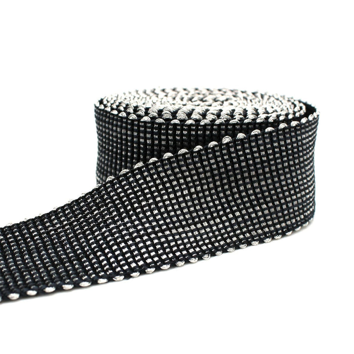 Metallic Woven Braid With Black Check Effect 7704