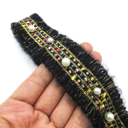 Looped Channel Braid with Pearls 35mm x 1m - 6351