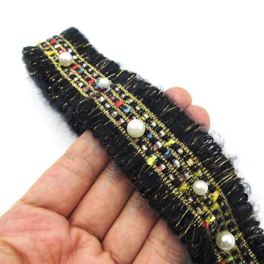 Looped Channel Braid with Pearls 35mm x 1m - 6351