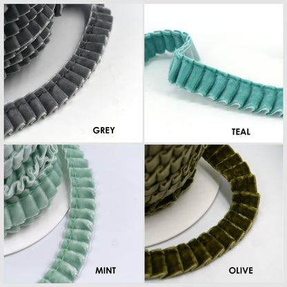 Side-Pleated Velvet Ribbon 16mm x1m - 7109
