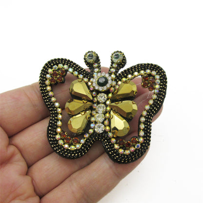 Jewelled Butterfly Brooch Pin - 60mm - 4494