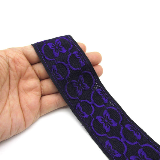 Tone On Tone Flower Brocade PURPLE 40mm 8937