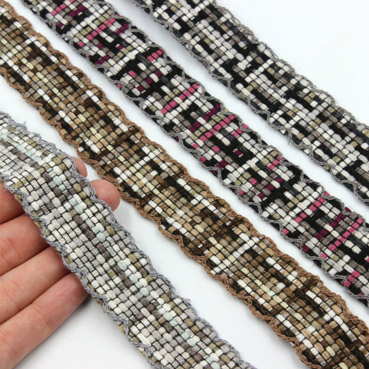 Wool-Effect Woven Braid With Crochet Edge 25mm 6122