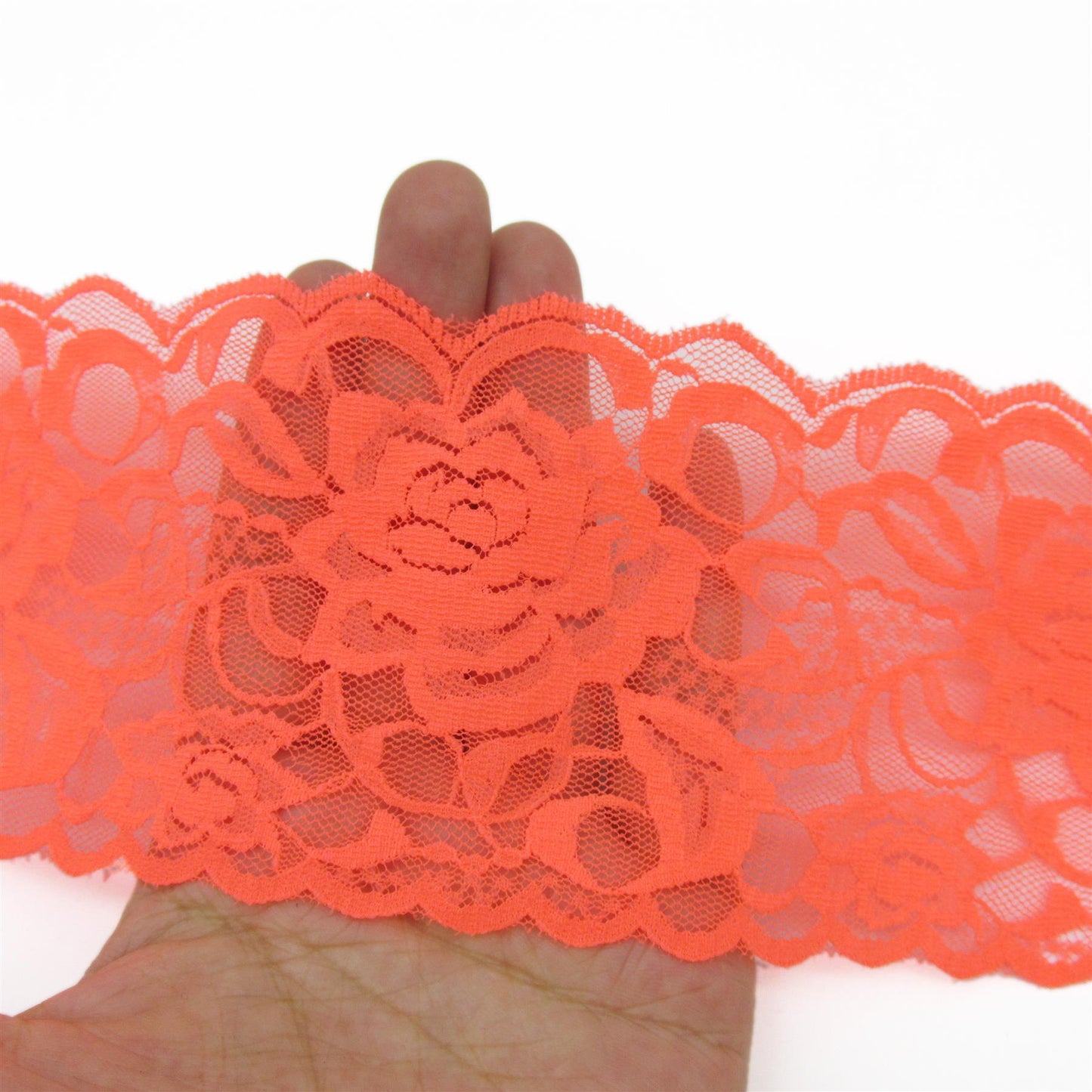 Fluorescent Wide Rose Lace - 85mm - by the metre - 5413
