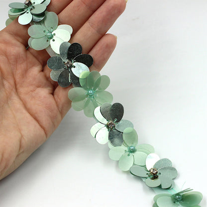 Large Sequin Flower Braid With Diamante 30mm 9293