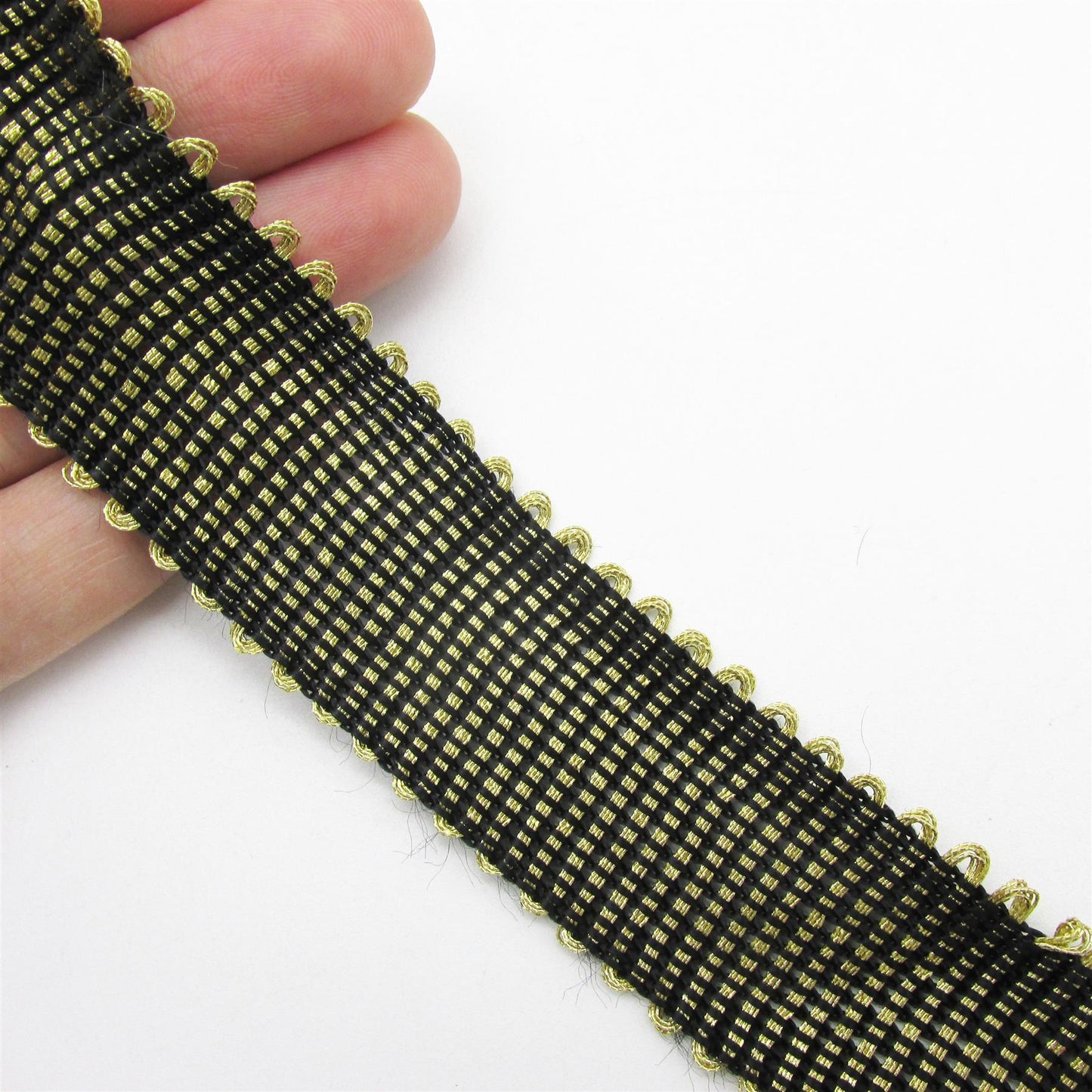 Metallic Woven Braid With Black Check Effect 7704