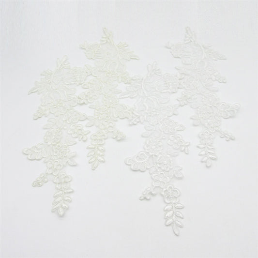 Large Corded Lace Flower Motifs - 30cm - Pair - 5367