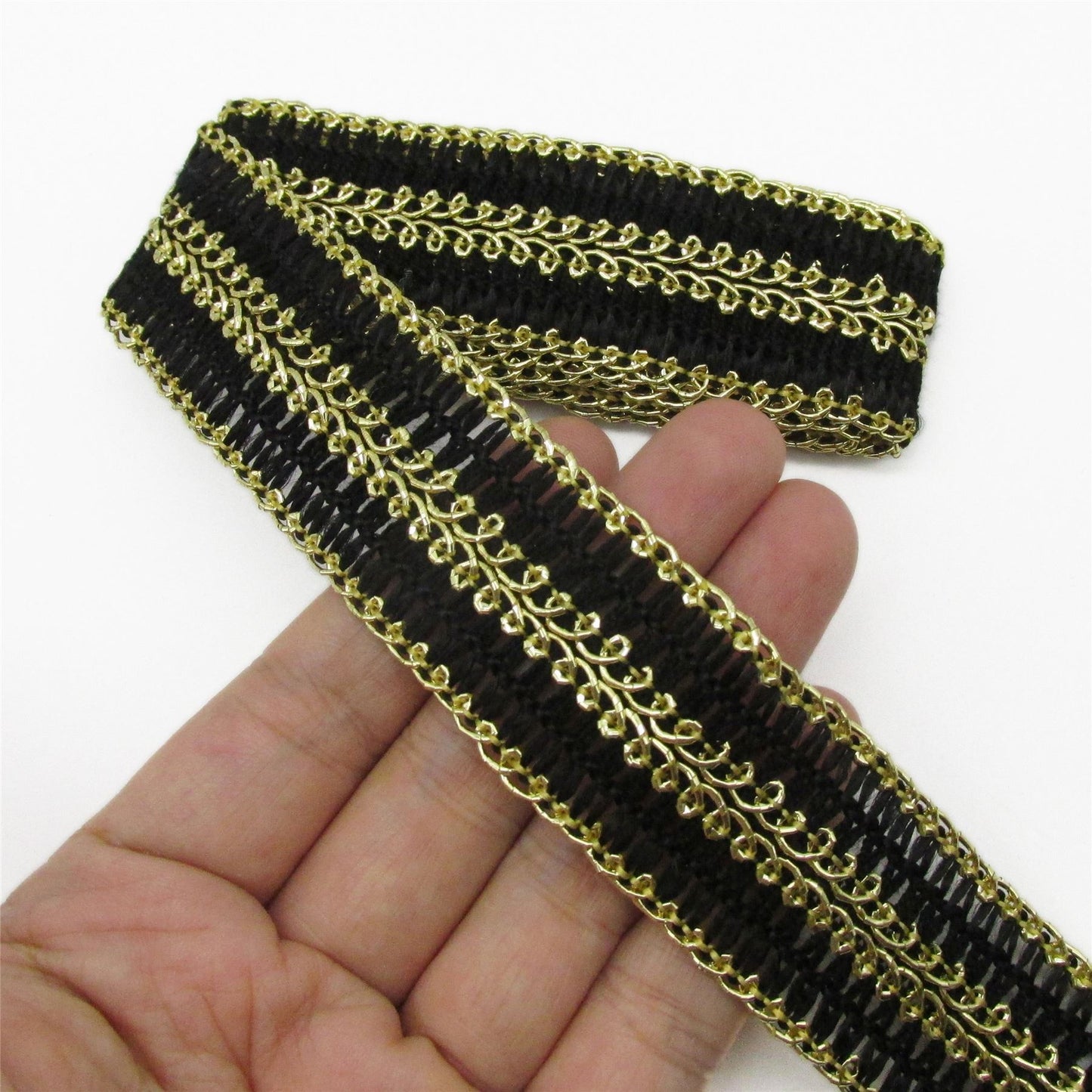 Double Feather Braid - Black Gold - 30mm - by the metre - 7856