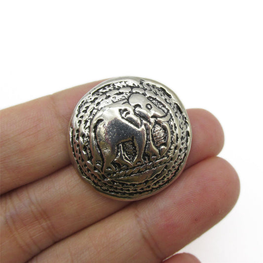 Metal Embossed Elephant Button - 5299