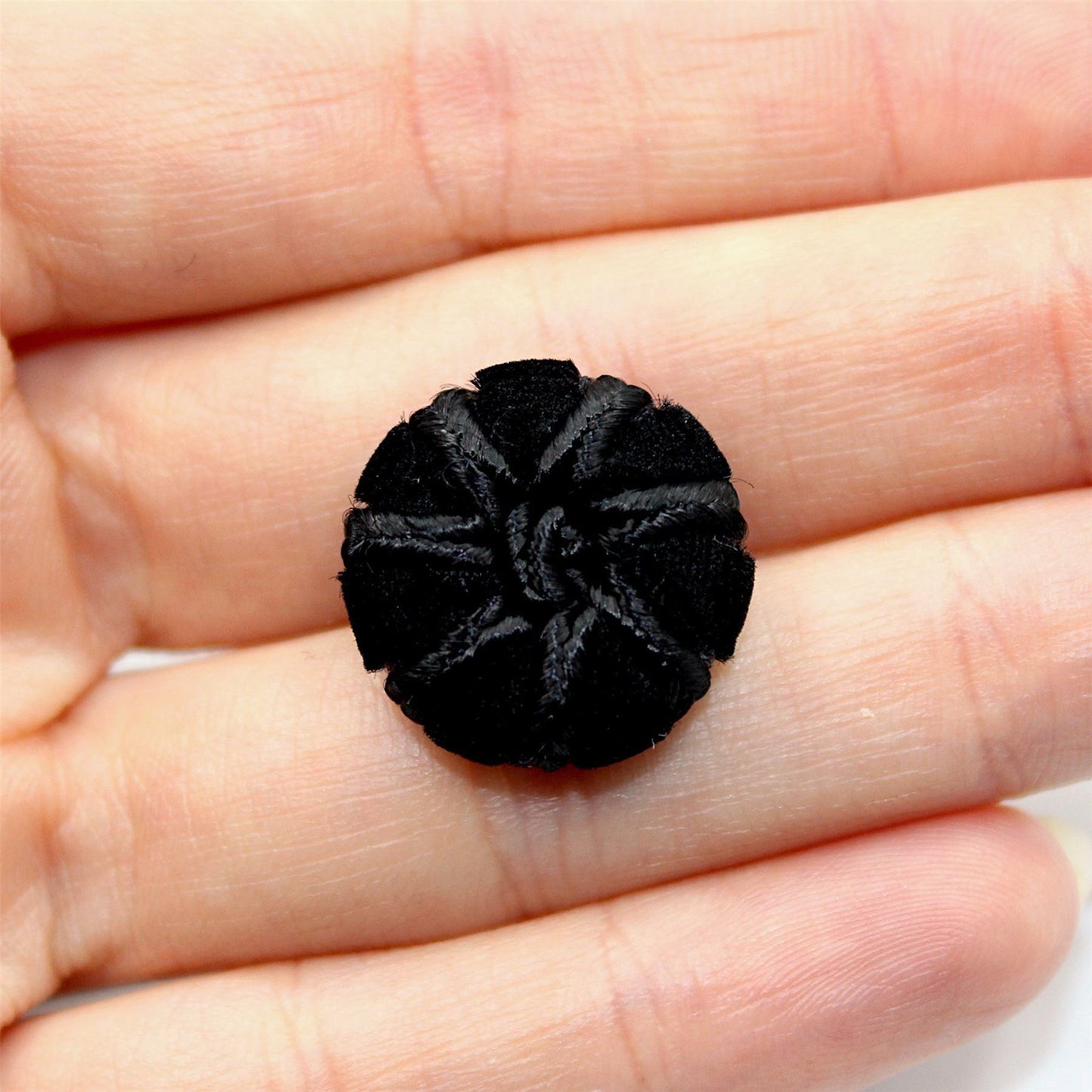 Black Velvet Corded Button With Centre Knot 4454