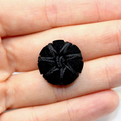 Black Velvet Corded Button With Centre Knot 4454