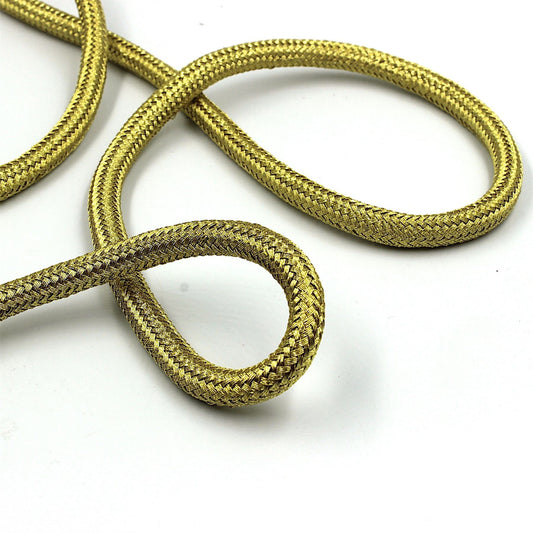Metallic Woven Tubular Braid Cord Gold 8mm x1m - 7693