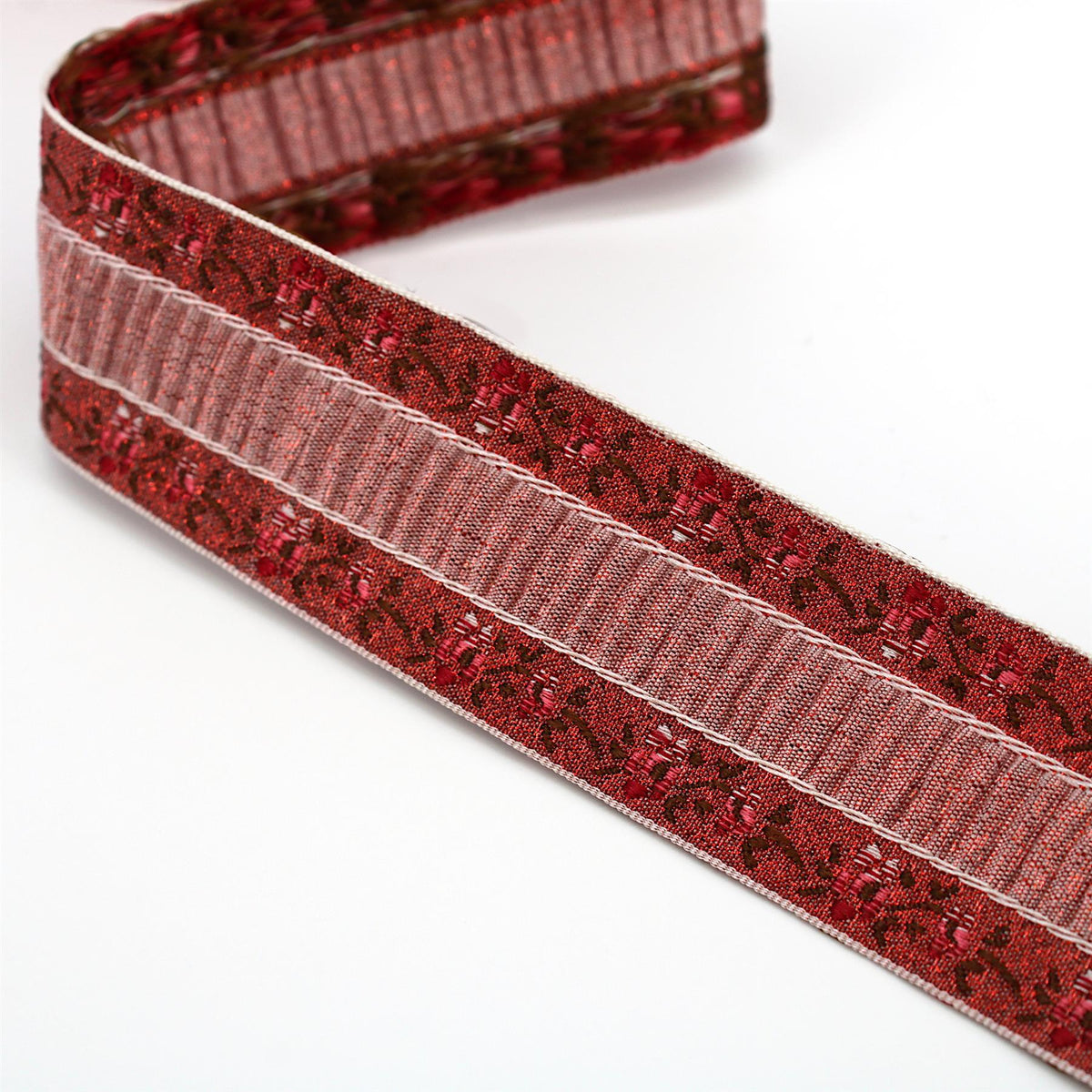 Tucked Centre Metallic Braid - 30mm - by the metre - 6554