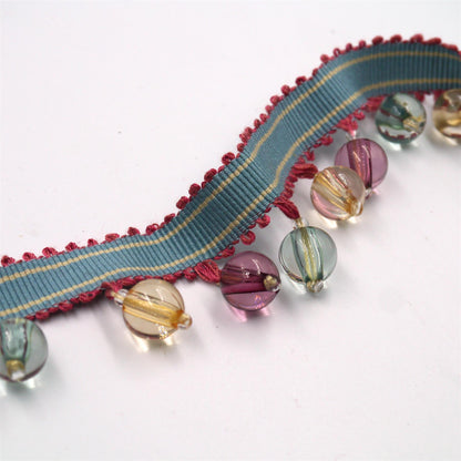 Multi-Coloured Beaded Fringe Braid 40mm x 1m - 6176