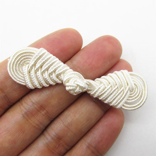 Frog Fastener with Chinese Knot Button - Ivory - 9cm - 1275