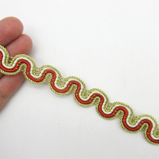 Metallic Ric Rac Braid Gold Red 7705