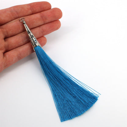 Silky Tassel with Ornate Metal Cap - 13cm - 7597