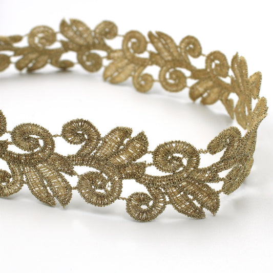 Baroque Scroll Metallic Lace - Light Gold  - 32mm - by the metre - 5593