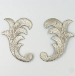 Pair Of Filigree Curved Design Iron On Motifs 8909